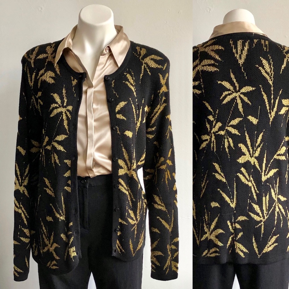 Vintage Black and Gold Cardigan.